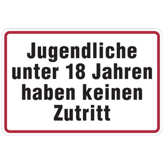 Hinweisschild, Jugendliche unter 18 Jahren, - 300x200x0.45 mm Aluminium geprägt