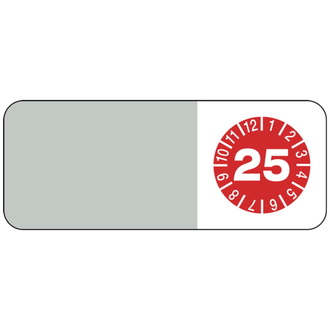 Kabelprüfplakette rot/weiß für 25 - 50x20 mm, Folie selbstklebend