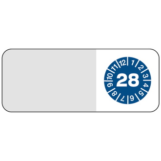 Kabelprüfplakette blau/weiß für 28 - 50x20 mm, Folie selbstklebend