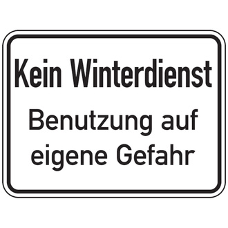 Hinweisschild, Kein Winterdienst Benutzung auf eigene - 400x300x2 mm Aluverbund