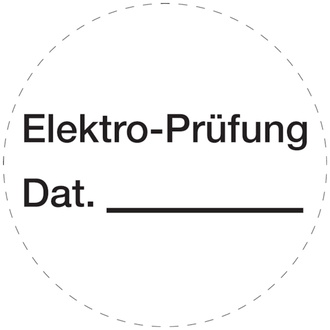 Prüfplakette, Elektro-Prüfung mit Datum, weiß - 23 mm DokumentenFolie selbstklebend