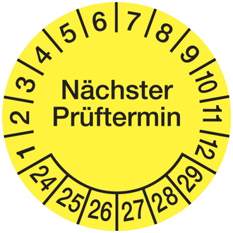 Prüfplakette Nächster Prüftermin ab 24 gelb/schwarz - 20 mm, Folie selbstklebend