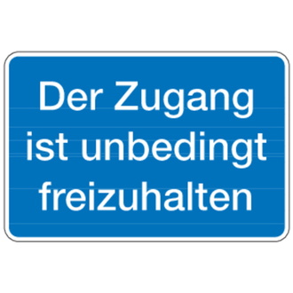 Hinweisschild, Zugang ist freizuhalten, Alu - 300x200x0.45 mm Aluminium geprägt