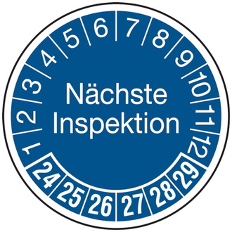 Prüfplakette Nächste Inspektion ab 24 blau/weiß - 30 mm, Folie selbstklebend