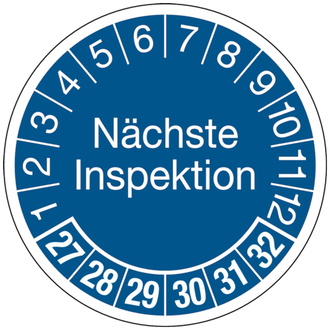 Prüfplakette Nächste Inspektion ab 27 blau/weiß - 30 mm, Folie selbstklebend