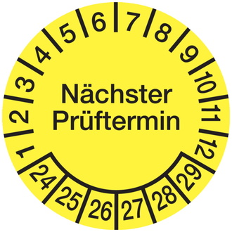 Prüfplakette Nächster Prüftermin ab 24 gelb/schwarz - 15 mm, Folie selbstklebend