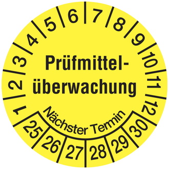 Prüfplakette, Prüfmittelüberwachung Nächster Termin, ge - 20 mm, Folie selbstklebend