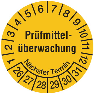 Prüfplakette, Prüfmittelüberwachung Nächster Termin, ge - 20 mm, Folie selbstklebend