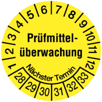 Prüfplakette, Prüfmittelüberwachung Nächster Termin, ge - 20 mm, Folie selbstklebend