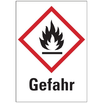 Gefahrstoffetiketten - Flamme (GHS02) Signalwort - 37x52 mm, Folie selbstklebend