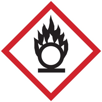 GHS Gefahrensymbol 03: Flamme über einem Kreis - 25x25 mm, Folie selbstklebend