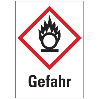 Gefahrstoffetiketten - Flamme über einem Kreis (GHS0 - 37x52 mm, Folie selbstklebend