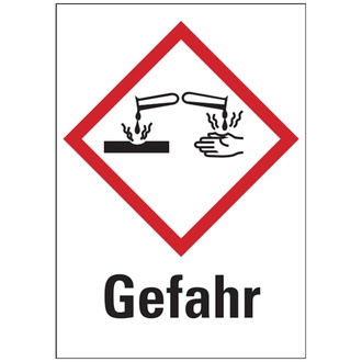 Gefahrstoffetiketten - Ätzwirkung (GHS05) Signalwo - 37x52 mm, Folie selbstklebend