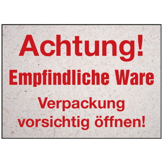 Verpackungsetiketten Achtung! Empfindliche Ware Ver - 105x75 mm, Folie selbstklebend