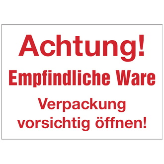 Verpackungsetiketten, Achtung! Empfindliche Ware - 105x75 mm, Folie selbstklebend