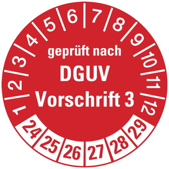 Prüfplakette, geprüft nach DGUV Vorschrift 3, - 30 mm DokumentenFolie selbstklebend