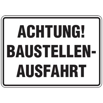 Baustellenschild, Achtung! Baustellenausfahrt - 350x250x0.45 mm Aluminium geprägt