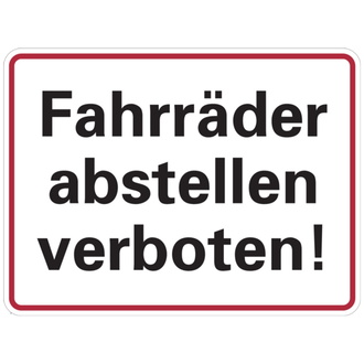 Hinweisschild, Fahrräder abstellen verboten - 200x150x0.45 mm Aluminium geprägt