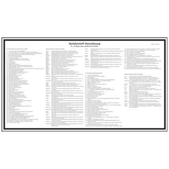 Aushang, Gefahrstoff-Verordnung R+S-Sätze über gefährliche Stoffe - 530x300x1.5 mm Kunststoff