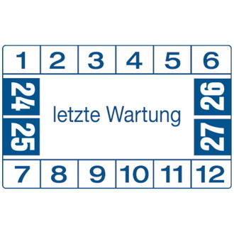 Etikett letzte Wartung ab 24 weiß/blau - 40x25 mm, Folie selbstklebend