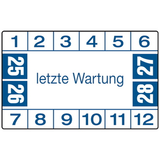 Etikett letzte Wartung ab 25 weiß/blau - 40x25 mm, Folie selbstklebend