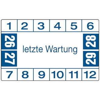 Etikett letzte Wartung ab 26 weiß/blau - 40x25 mm, Folie selbstklebend