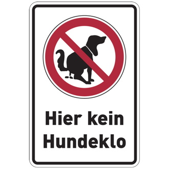 Hinweisschild, Hier kein Hundeklo, Aluminiu - 200x300x0.45 mm Aluminium geprägt