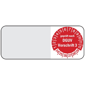 Kabelprüfplakette ab 24 nach DGUV Vorschrift 3 rot/w - 50x20 mm, Folie selbstklebend