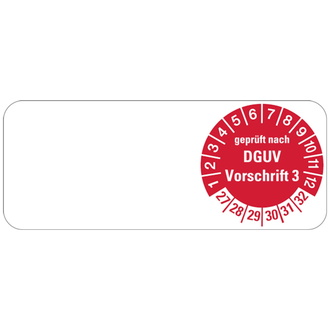 Kabelprüfplakette ab 27 nach DGUV Vorschrift 3 rot/w - 50x20 mm, Folie selbstklebend