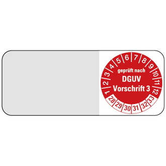 Kabelprüfplakette ab 28 nach DGUV Vorschrift 3 rot/w - 50x20 mm, Folie selbstklebend