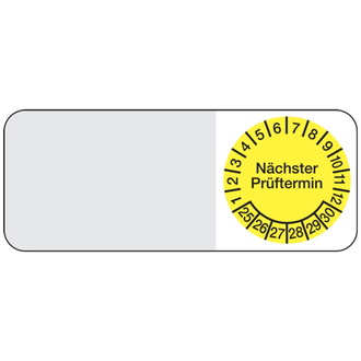 Kabelprüfplakette nächster Prüftermin ab 25 gelb/sch - 50x20 mm, Folie selbstklebend