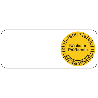 Kabelprüfplakette nächster Prüftermin ab 26 gelb/sch - 50x20 mm, Folie selbstklebend