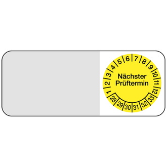 Kabelprüfplakette nächster Prüftermin ab 28 gelb/sch - 50x20 mm, Folie selbstklebend