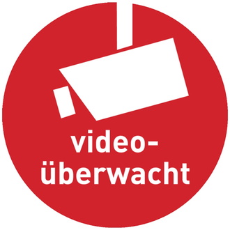 Hinweisschild, videoüberwacht, Ø 50 mm - DIN 33450 - 50 mm, Folie selbstklebend