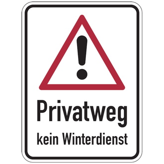 Hinweisschild, Privatweg kein Winterdienst, - 300x400x0.6 mm Aluminium geprägt