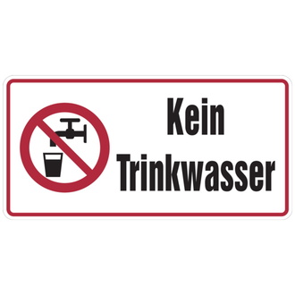 Hinweisschild, Kein Trinkwasser + Symbol, 2 - 400x200x0.45 mm Aluminium geprägt