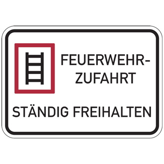 Hinweisschild Feuerwehrzufahrt, Feuerwehrzufahrt - 500x350x2 mm Aluminium 2 mm