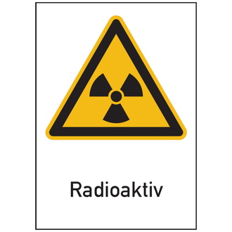 Warnschild Strahlenschutz Radioaktiv (WS100 - 210x297x0.45 mm Aluminium geprägt