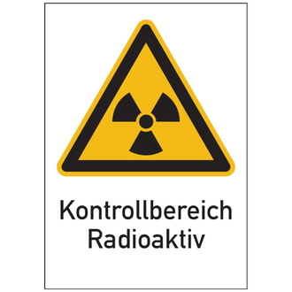 Warnschild Strahlenschutz Kontrollbereich R - 210x297x0.45 mm Aluminium geprägt