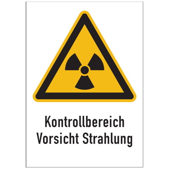 Warnschild Strahlenschutz Kontrollbereich V - 210x297x0.45 mm Aluminium geprägt