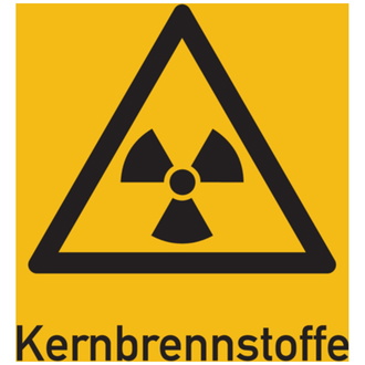 Warnschild, Kernbrennstoffe (WS 130) - 210x297x0.45 mm Aluminium geprägt