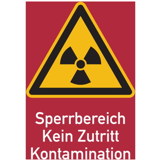 Warnschild Strahlenschutz Sperrbereich - Kein Zutritt - 210x297x0.45 mm Aluminium geprägt