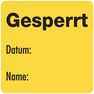 Papieretikett, Gesperrt, Gelb, 40 x 40 mm - auf Rol - 40x40 mm Papier selbstklebend