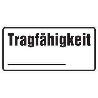 Regalschild, Tragfähigkeit - zum Selbstbesc - 350x170x0.45 mm Aluminium geprägt