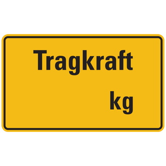 Regalschild, Tragkraft, schwarz/gelb - zum - 250x150x0.45 mm Aluminium geprägt