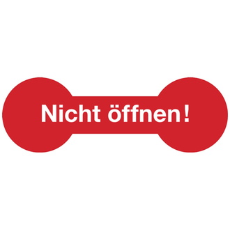 Siegel mit Text: Nicht öffnen! rot/weiß - 60x20 mm DokumentenFolie selbstklebend