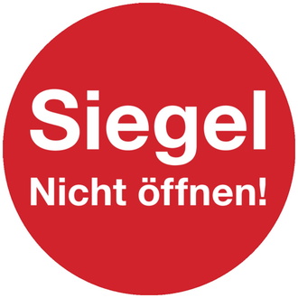 Siegel nicht öffnen! rot/weiß, - 30 mm DokumentenFolie selbstklebend