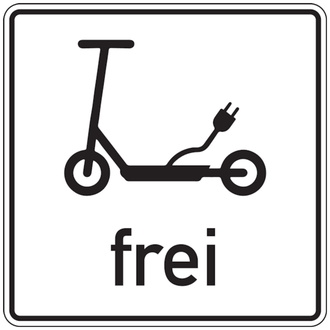 Verkehrszusatzzeichen - E-Scooter frei, Aluminium, 30 - 300x300x2 mm Aluverbund