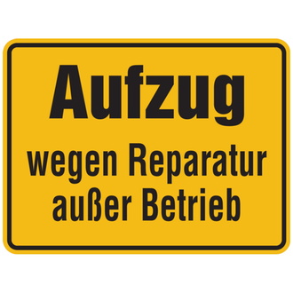 Hinweisschild, Aufzug wegen Reparatur außer Betrieb - 200x150x0.6 mm Magnetfolie