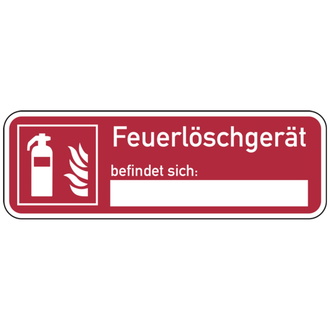 Brandschutzzeichen, Feuerlöschgerät befindet sich, 180x60 mm, Folie selbstklebend